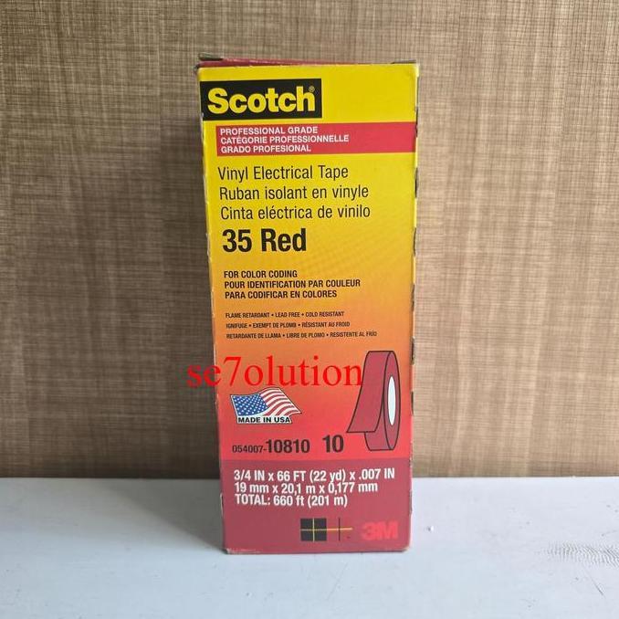 3M ISOLASI SCOTCH 35 VINYL ELECTRICAL TAPE RED (MERAH)