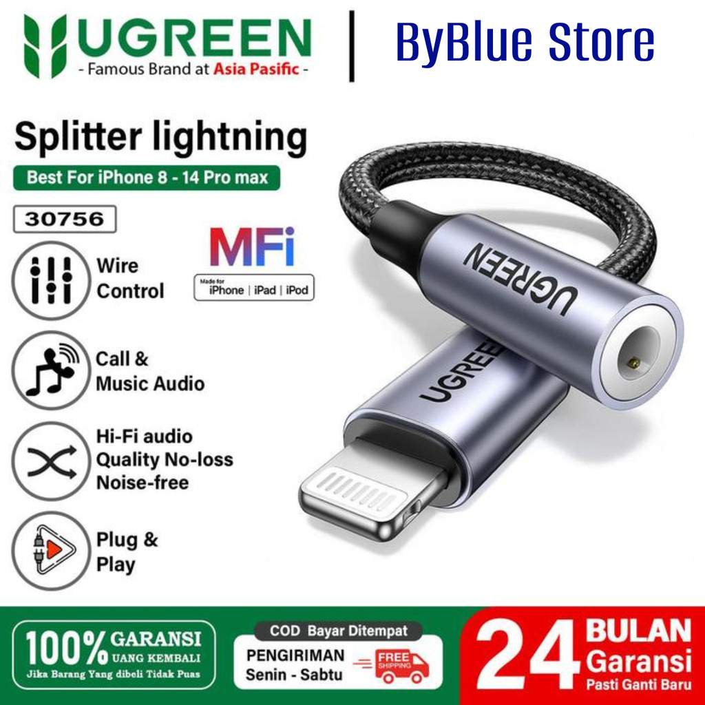 UGREEN Splitter iPhone MFi Lightning To Jack 3.5mm 30756