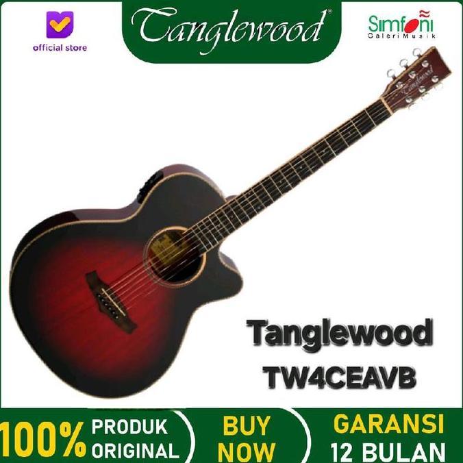 Ready Tanglewood TW4 E AVB Gitar Akustik Super Folk Cutaway dengan Top Solid Spruce dan Finishing Au