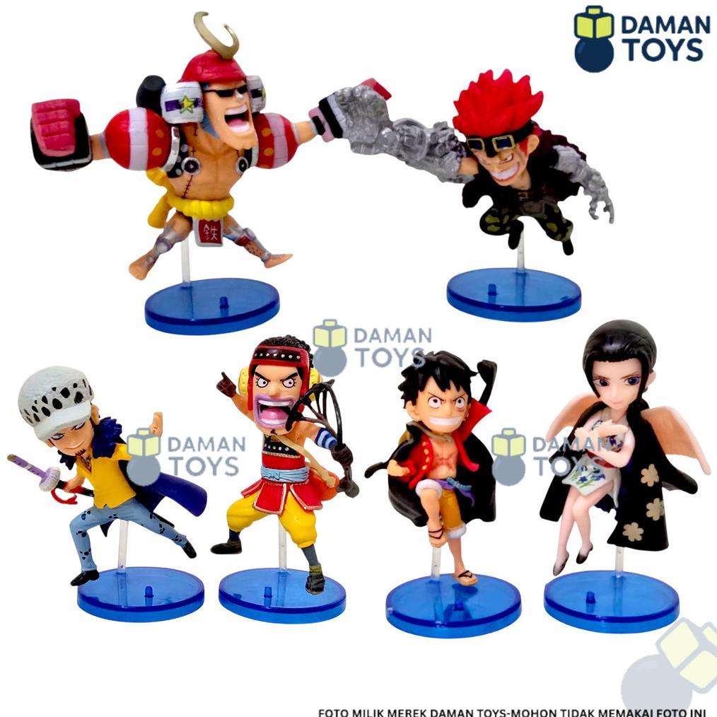 One Piece Wano Series Mini Figure 6 Set Luffy Law Kid Franky Robin Usopp Pajangan Anime