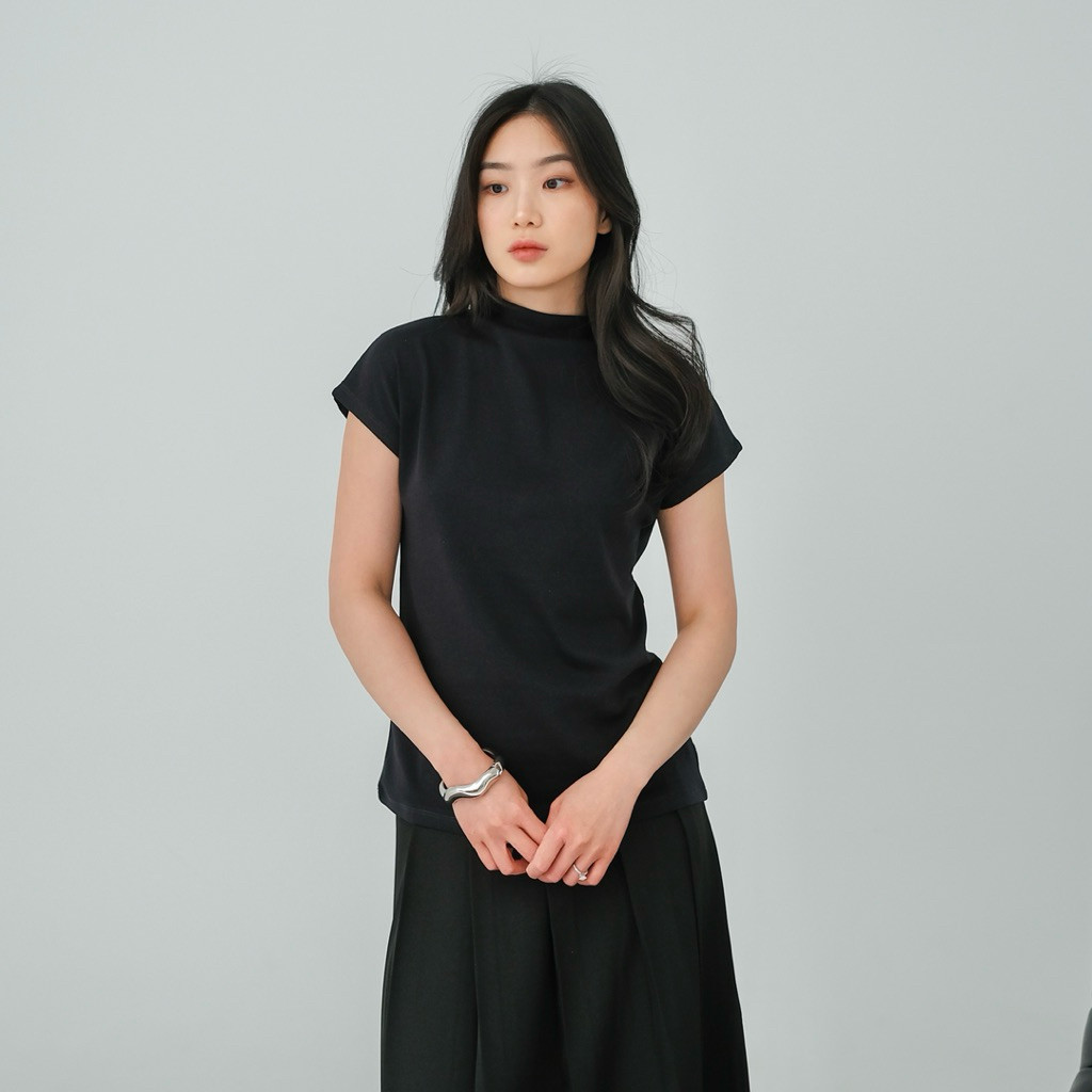 MIEL TOP / high neck top / Atasan Wanita / Kaos wanita rib knit halus / kaos knit / Kaos basic / Kao