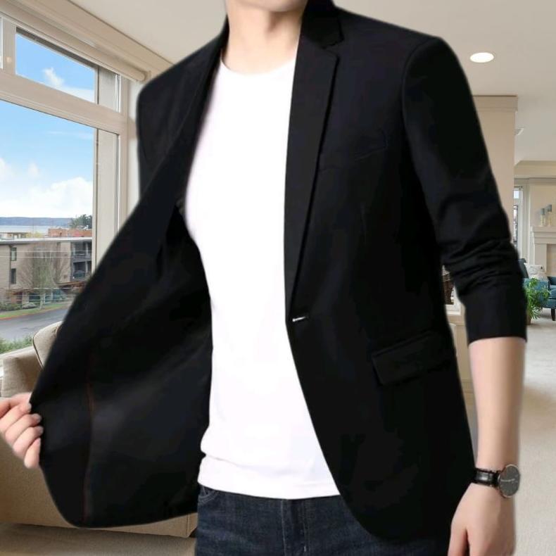 TERMURAH JAS BLAZER FORMAL PRIA SLIM FIT HITAM CASUAL SANTAI
