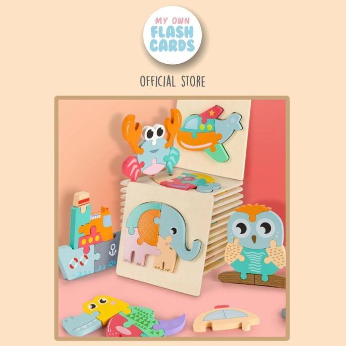 Chunky Pastel Wooden Puzzle - Mainan Puzzle Kayu Murah Timbul Edukasi
