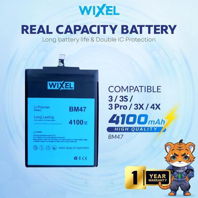 Acc- Wixel Baterai Bm47 Compatible For Redmi 3 3S 3X Pro Prime 4X Real Capacity Battery Double Power