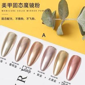 NOELIE_NAIL 6 in 1 SOLID CHROME POWDER NAIL ART MIRROR POWDER CHROME EFFECT CHROME SILVER CHROME GOL