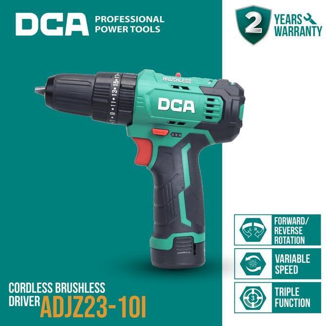 Promo Dca Brushless Hammer Drill / Bor Impact Baterai 12Volt 10Mm Adjz23-10Iz (Unit Only)
