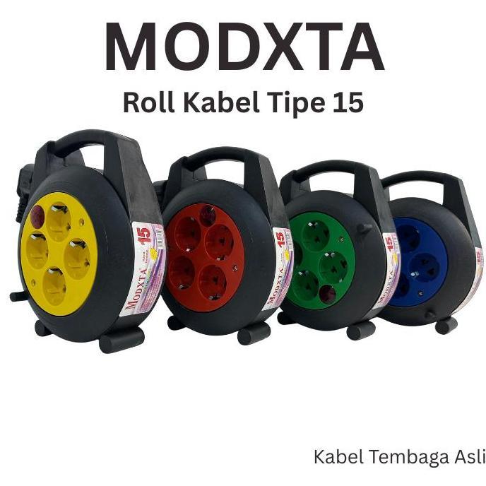 Promo Modxta Roll Kabel Tipe 15 Kabel Roll Panjang 10 Meter Dengan Lampu Indikator & Stop Kontak Lis