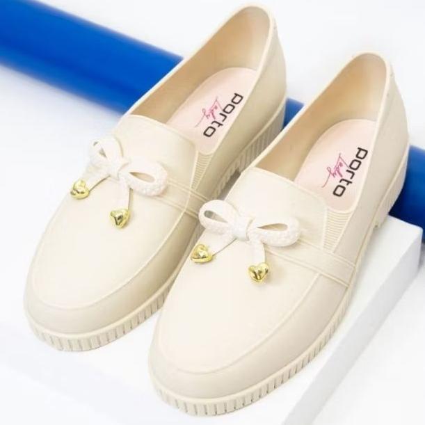 Porto Lady Sui/Sepatu Karet Plat Shoes Wanita Motif Pita Kecil Hak 3 Cm Size 37-41