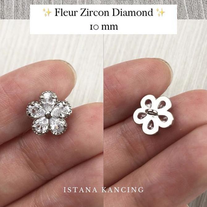 Sora- Kancing Bunga Hias Kristal Zircon Mewah Premium Import Kecil Silver