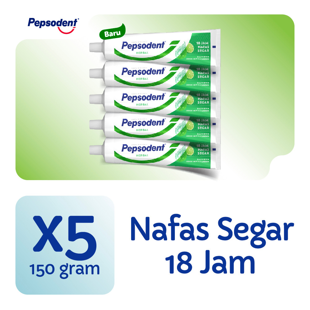 Pepsodent Pasta Gigi Complete 8 Herbal 150gr Multipack (Isi 5)