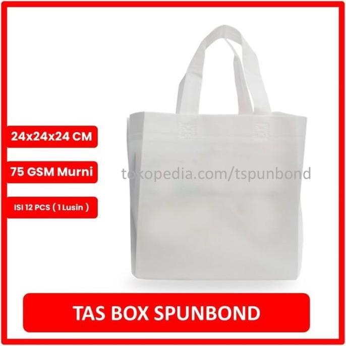 TAS SPUNBOND 24x24x24 / Tas Nasi Kotak (putih) / Tas Besek