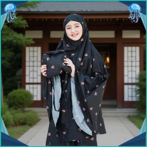 Diskon Lebaran Mukenah Anak Tanggung 2In1 Motif Pita Mukenah Katun Premium Mewah Terbaru