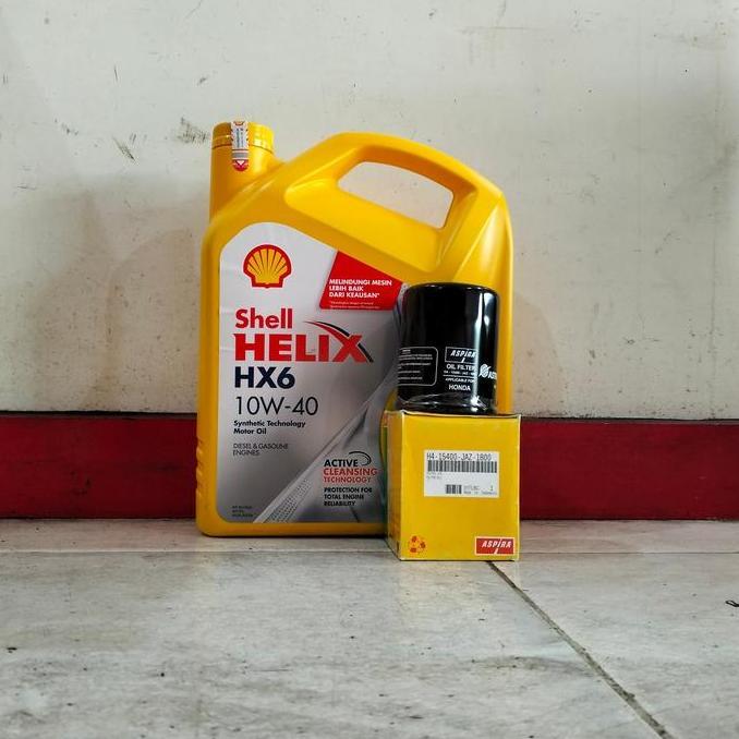 Paket Oli Shell Helix HX6 10W-40 + Filter Oli Mobilio, Jazz, Brio