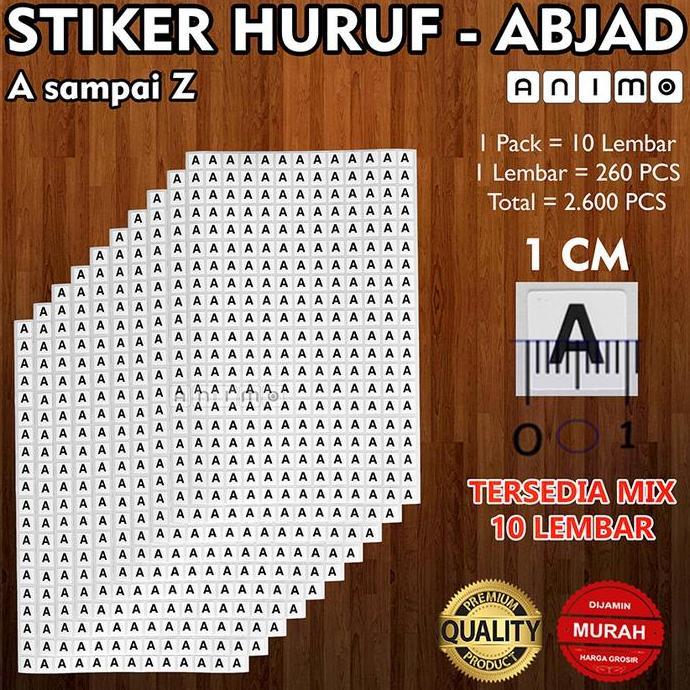 Ready STIKER PERSEGI HURUF 1 CM - STIKER ABJAD 1 CM - Stiker Huruf Kotak - Stiker Abjad