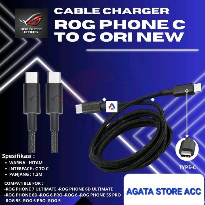 NEW Kabel Charger Rog Phone 5 5s 6 7 Original HyperCharge 65W Usb C to C Hyper Charge Cable Rog Phon