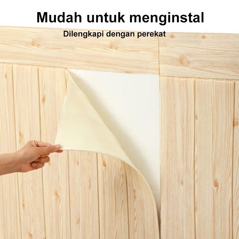 ORIGINAL WALLPAPER DINDING 3D MOTIF 70X70CM KAYU WOOD FOAM DEKORASI KAMAR MURAH  WALLFOAM STIKER FOA