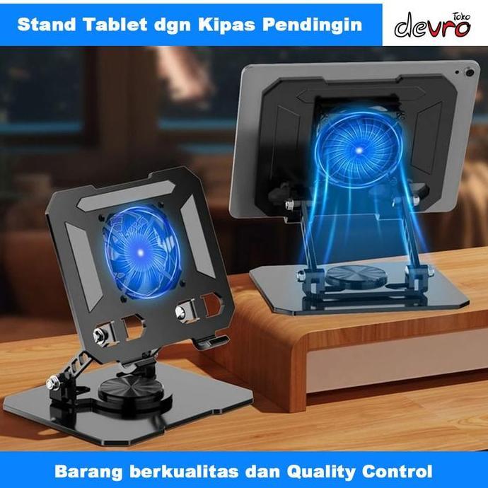 RELMARAMA Stand Tablet dgn Kipas Pendingin - Tablet Holder Cooling Fan Foldable 360 Rotation - Stand