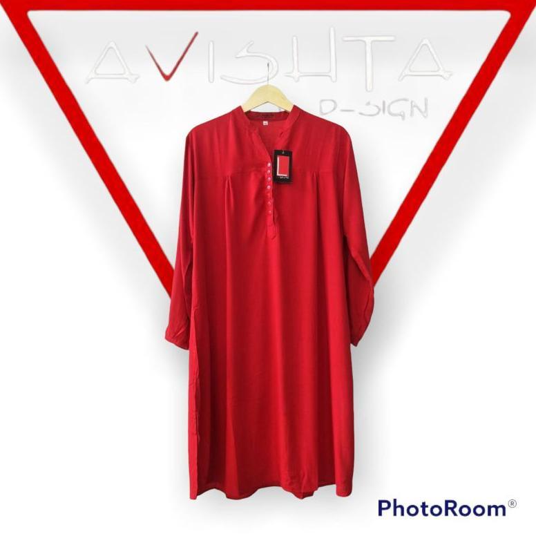Tunik Polos Rayon Merah Cabe Tunik Katun Rayon Tunik Polos Jumbo Lasenta By Avishta D-Sign Merah Cab
