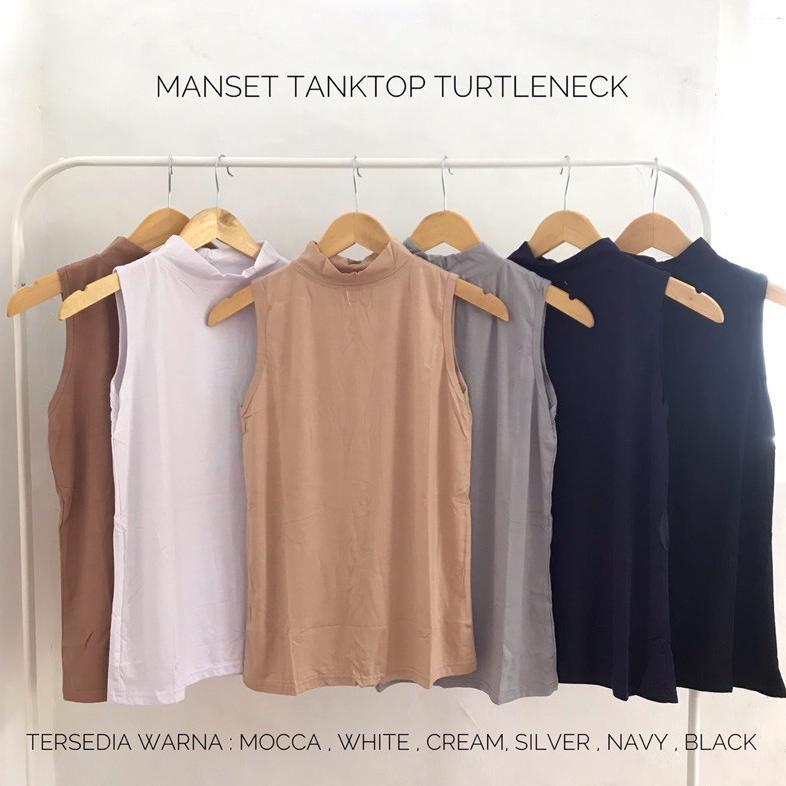 Manset Tanpa Lengan Inner Manset Buntung Kerah Tinggi Dalaman Buntung Kaos Daleman Wanita Manset Bun