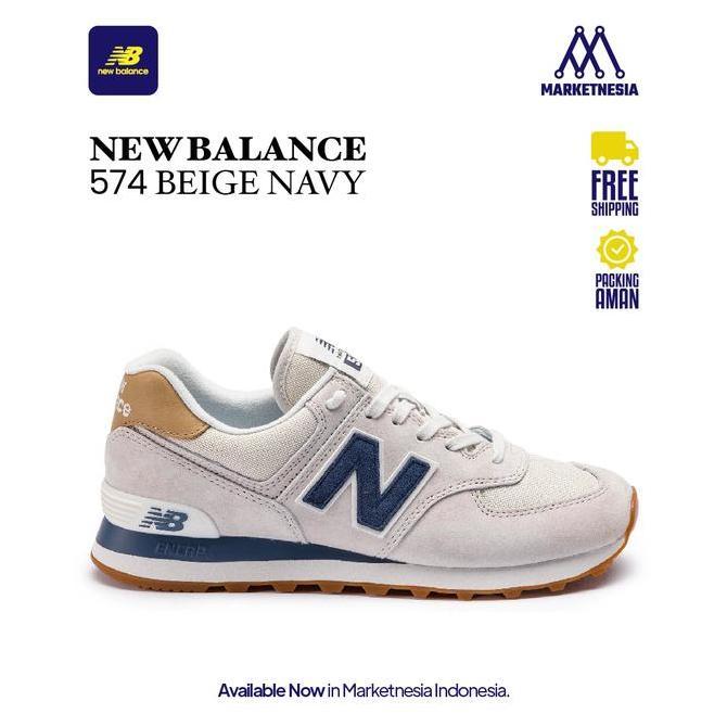 New Balance 574 Beige Navy 100% Original BNIB
