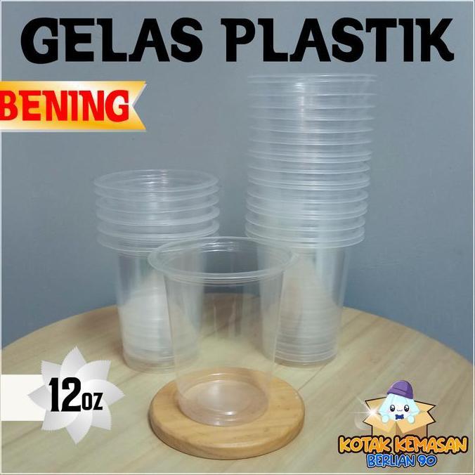 Promo Isi 50 Gelas Plastik 12 oz Gelas Cup Minuman Plastik 12 oz Cup Kopi 12 oz Merah