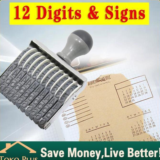 TWOVAN 12 Digits Stempel LUNAS Tanggal Date Stamp 4.5mm Manual Huruf Angka