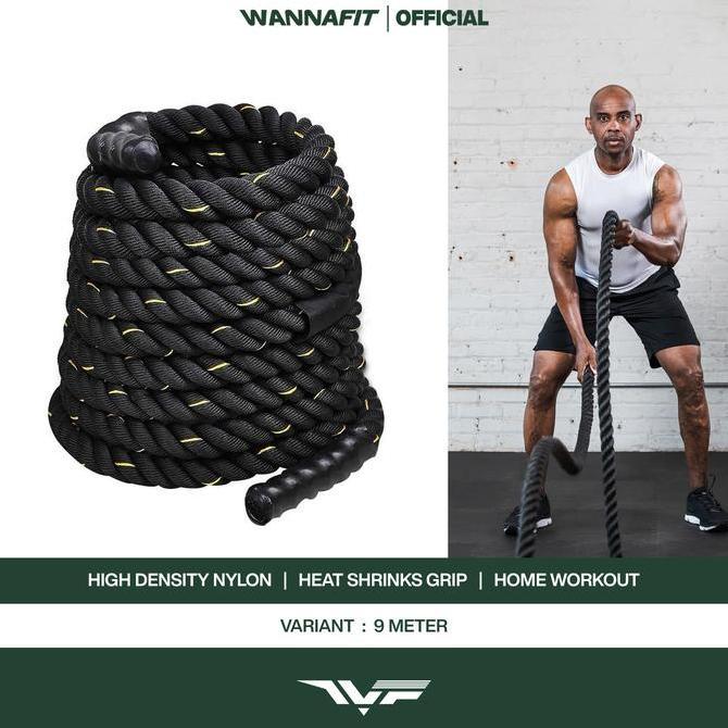MIDEOFU WANNAFIT Battle Rope | Olahraga Tangan & Kaki | Alat Olahraga Rumah