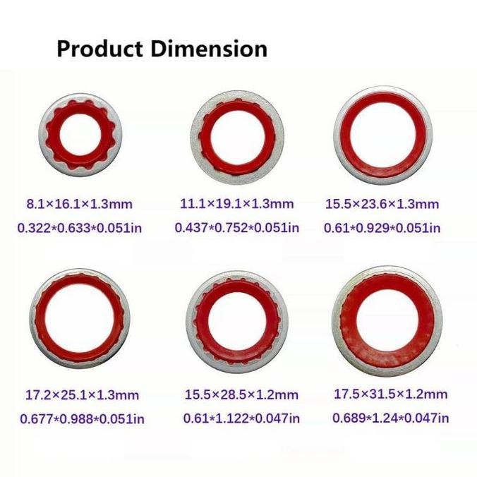 TOPFUF 1Set O Ring Seal Universal Gasket Seal AC Mobil Washer Besi Koneksi Pipa Selang AC Mobil