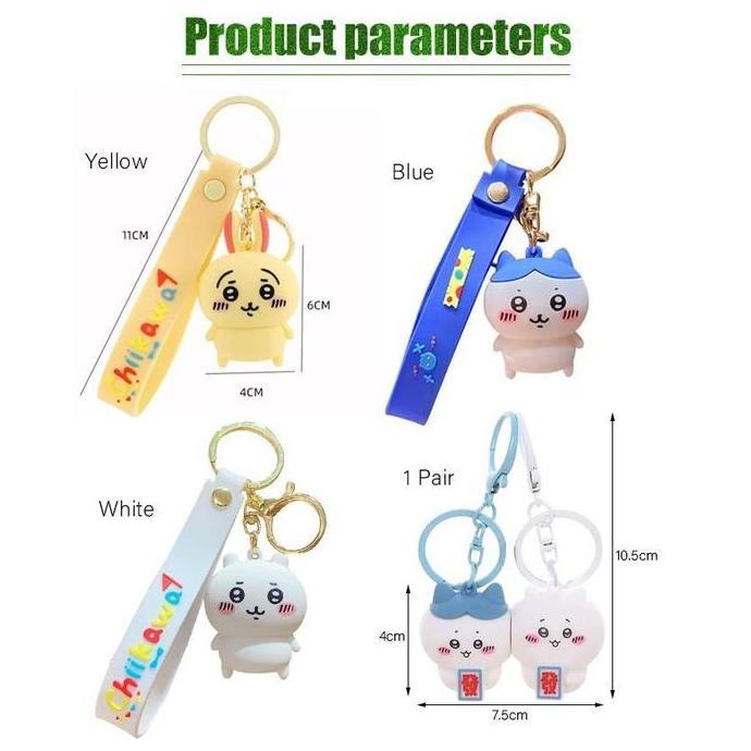 TOPFUF Gantungan Kunci Chiikawa Pasangan Karakter Kartun Lucu / Ganci Motor Mobil Chiikawa / Ganci C