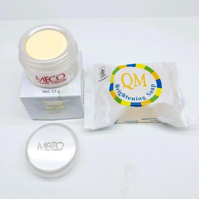 Vejra.id - PAKET CREAM MECO PEARL CREAM 12 Gr SABUN QM Pelembab Mencerahkan