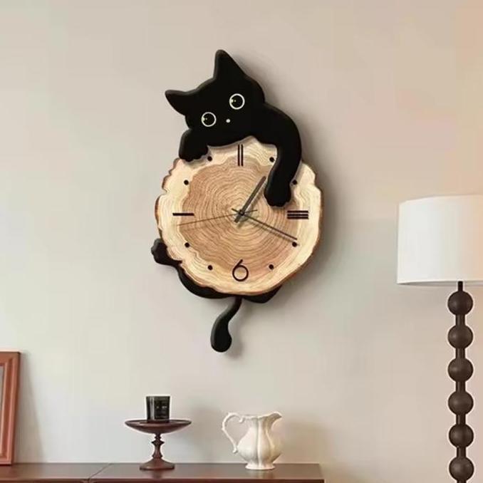 (pre order) jam dinding kucing ekor goyang