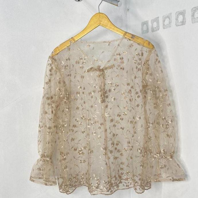 outer vest long, vest brukat panjang, tunik brukat, kebaya brukat