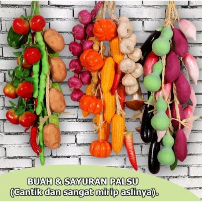 Buah Sayur Gantung Artificial Fruit Vegetable Hiasan Etalase Dinding Dapur Renteng Restoran Plastik 