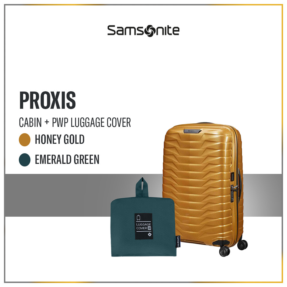 Samsonite Koper Proxis Cabin Honey Gold + Foldable Luggage Cover Cabin
