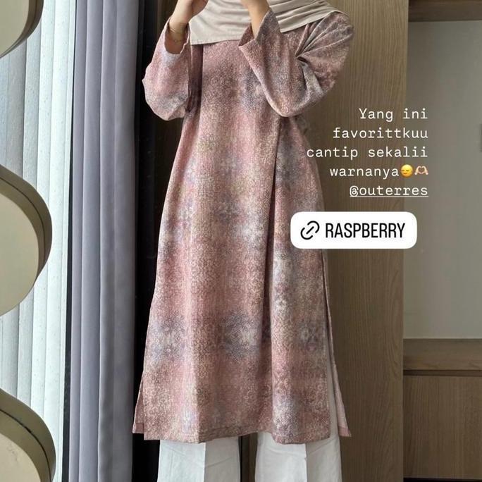 Outerres - Moira Tunik | Tunik Lebaran Wanita Muslim Polos Motif Bordir Kancing Terlaris TU
