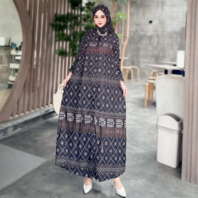 Gamis Set Hijab Rayon// Gamis Wanita Rayon// Gamis Naura Wanita