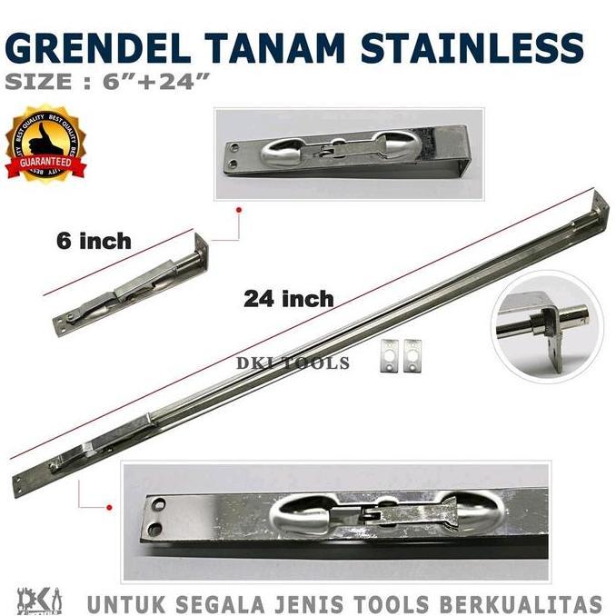Gerendel Grendel Tanam Pintu Double Dobel Stainless 6" + 24" Inch Engsel Pintu Sliding Lemari Slot K