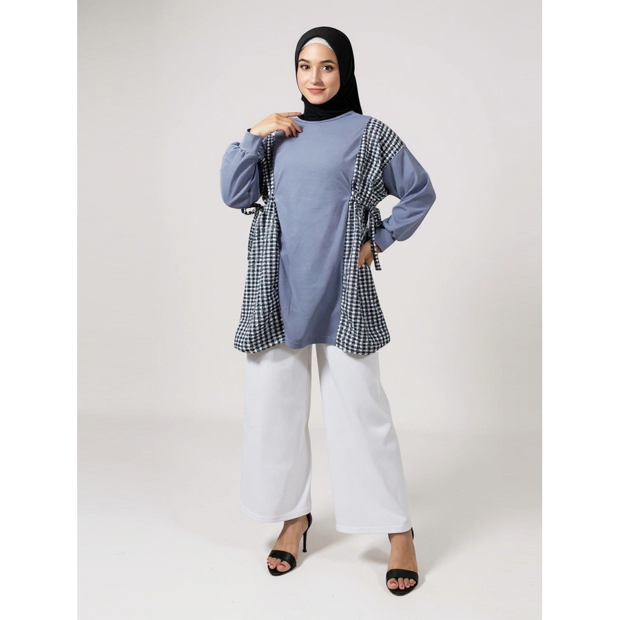 TUNIK JUMBO ERIKA KOTAK KOMBINASI WANITA TALI SERUT GL FASHION