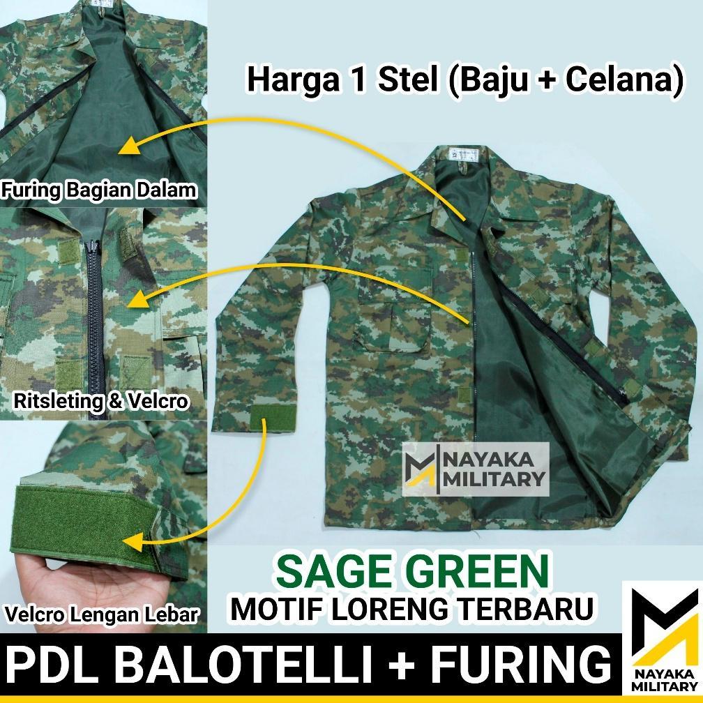 NEW Nayaka Military Baju PDL Loreng Terbaru Balotelli Sage Green Seragam TNI Baloteli Motif Baru Hij