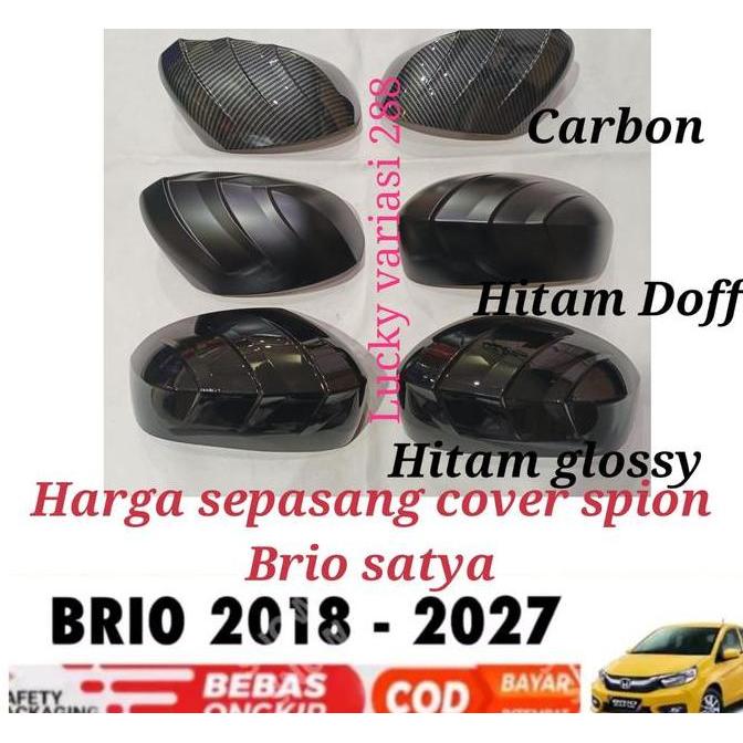 Cover Spion Mirror Cover Tutup Spion Honda Brio Satya  & E 2018-2025 Up Carbon Hitam Terbatas