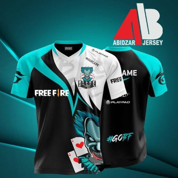 (Terbaru) Jersey game free fire kaos baju gaming FF PUBG AOV free nickname logo free ongkir via shop