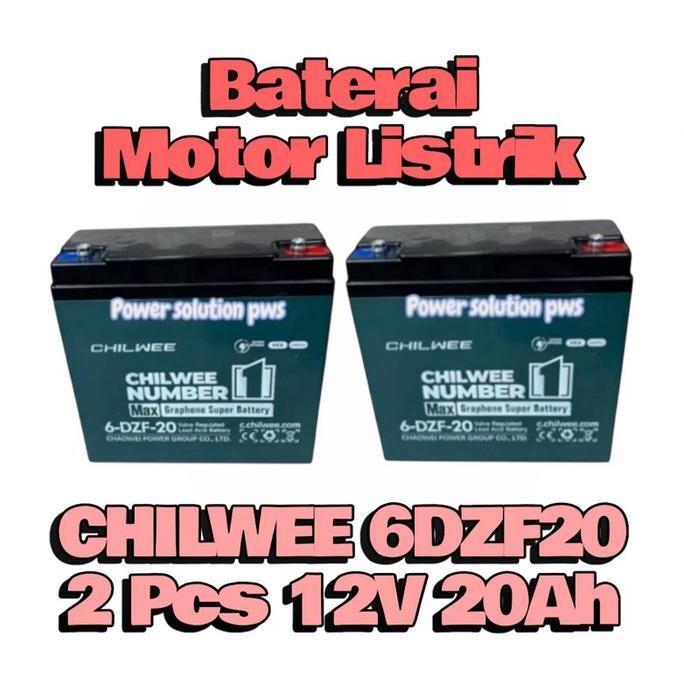 Baterai Motor Listrik Chilwee Model 6-DZF-20 12V 20Ah 1Unit Batre Sepeda Listrik Selis dll Aki Kenda