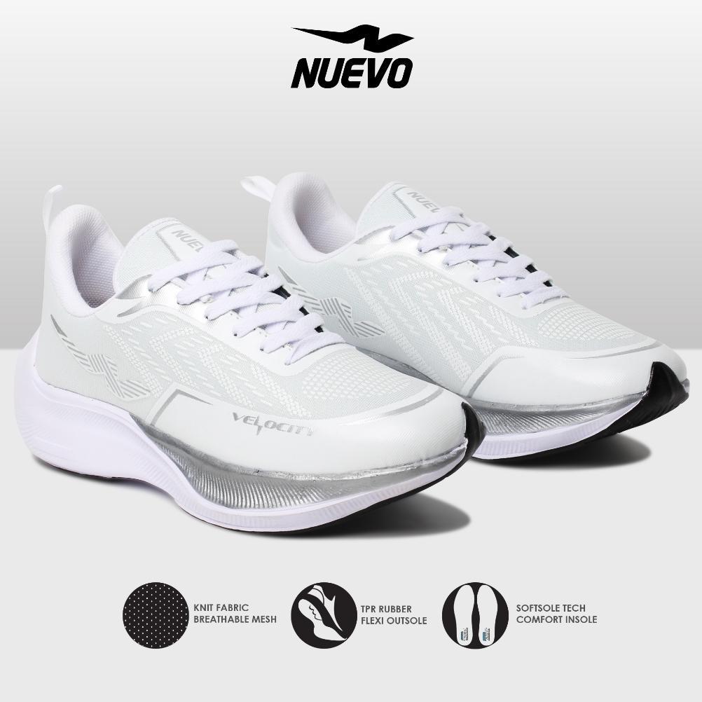 Termurah / Hot Sale Nuevo - Sepatu Lari Pria Nuevo Velocity Putih Silver Olahraga Running Cowok Ring