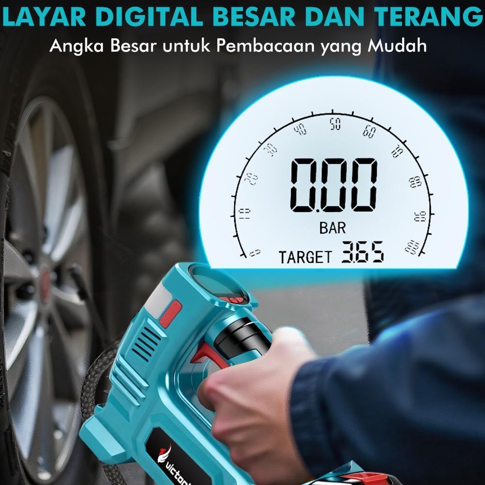 HOT DEALS Victool Pompa Udara Multifungsi Nirkabel Baterai Lithium 21V  Pompa Angin Ban Elektrik Por