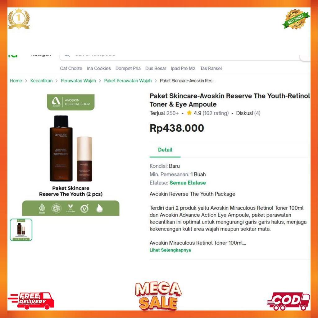 Paket Skincare-Avoskin Reserve The Youth-Retinol Toner & Eye Ampoule [K2]