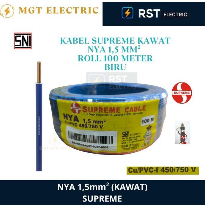 Promo Supreme Nya 1.5 Mm Grounding Rol 100 Meter  / Nya Supreme 1,5Mm Rol 100M / Kabel Listrik Kawat