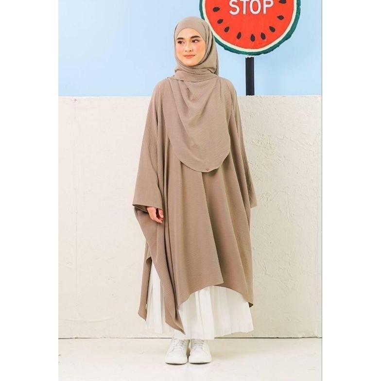 bestpromo delisha kaftan tunik | tunik wanita terbaru bahan crincle airplow premium size l,xl,xxl ju