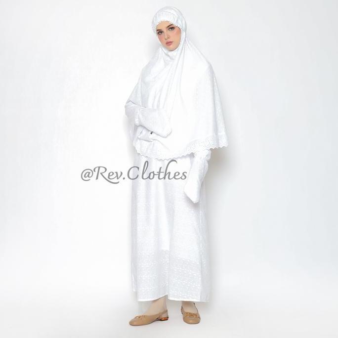 Gamis Ihram Wanita Lengkap Baju Haji Umroh Wanita Full Bordir Muslim Putih