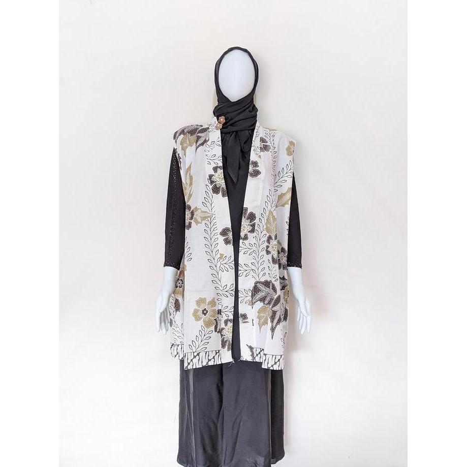 Cardigan Batik Tanpa Lengan Wanita Modern Vest Outer Batik Vest Cardi Long Outer Batik Modern Cardig