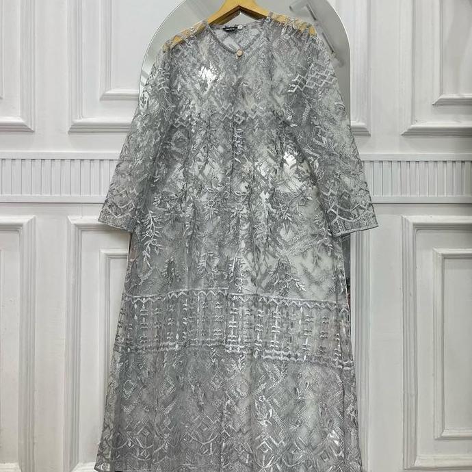 Gaia Long Outer Brokat Tile Sapto Etnik Wanita Kondangan Mewah Cardigan Panjang Muslim Kardigan Katu